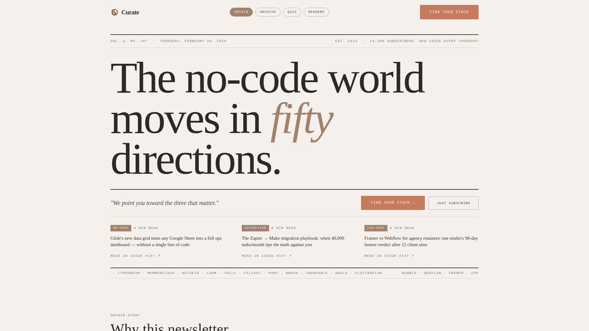 Curate - Intentional No-Code Landing Page Template
