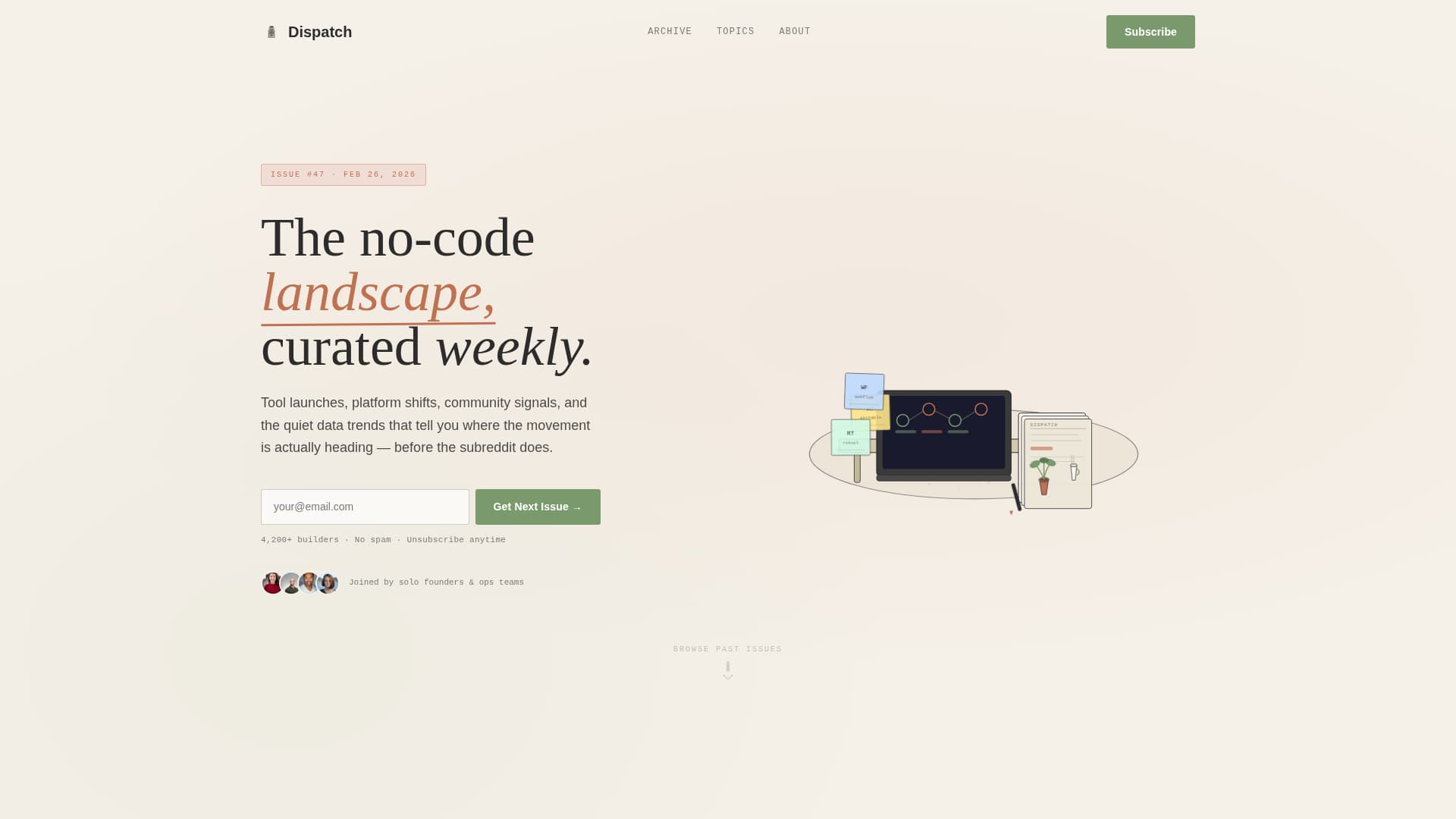 Dispatch — Expert Low-Code Landing Page Template