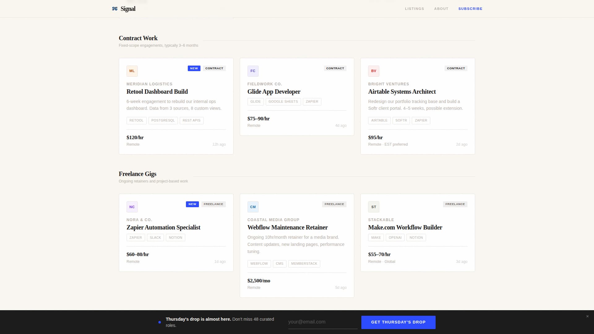 Signal - Curated No-Code Landing Page Template