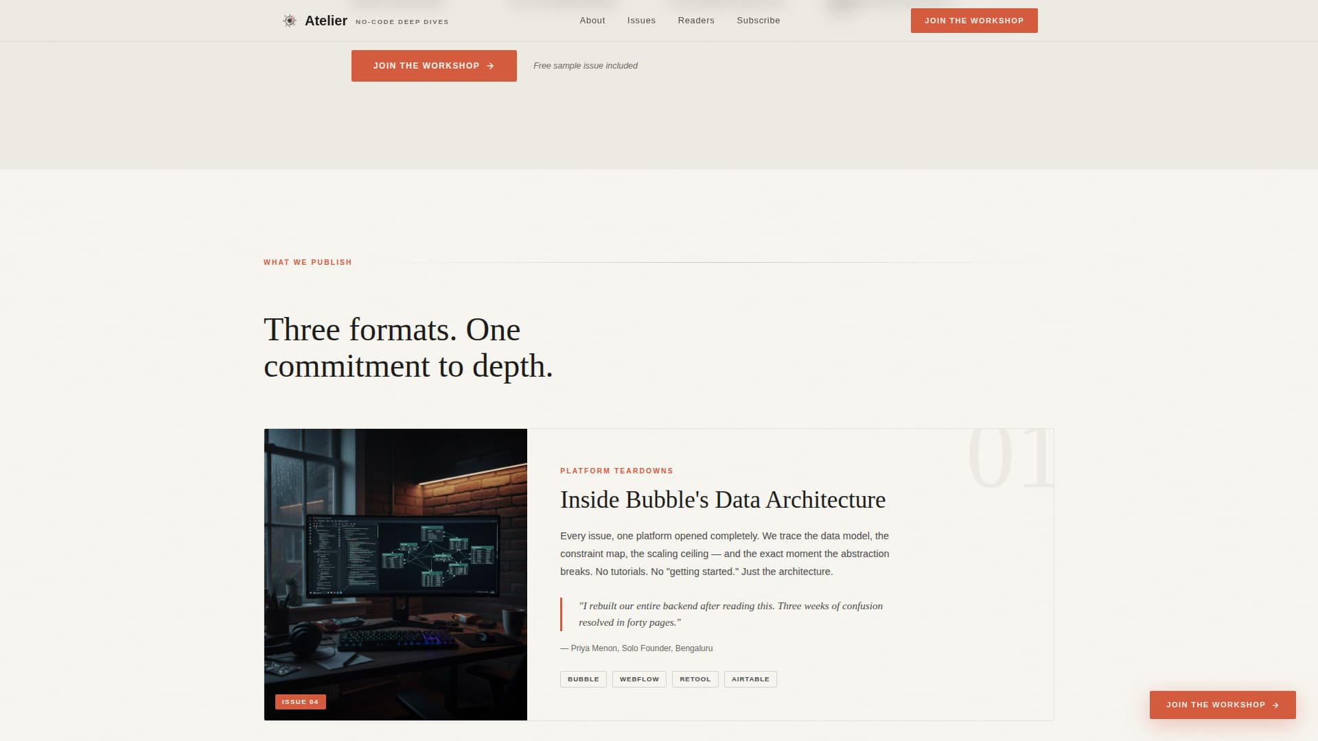 Atelier - Mindful No-Code Landing Page Template