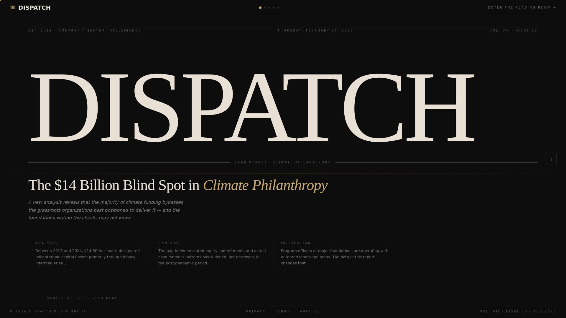 Dispatch - Authoritative Nonprofit Landing Page Template