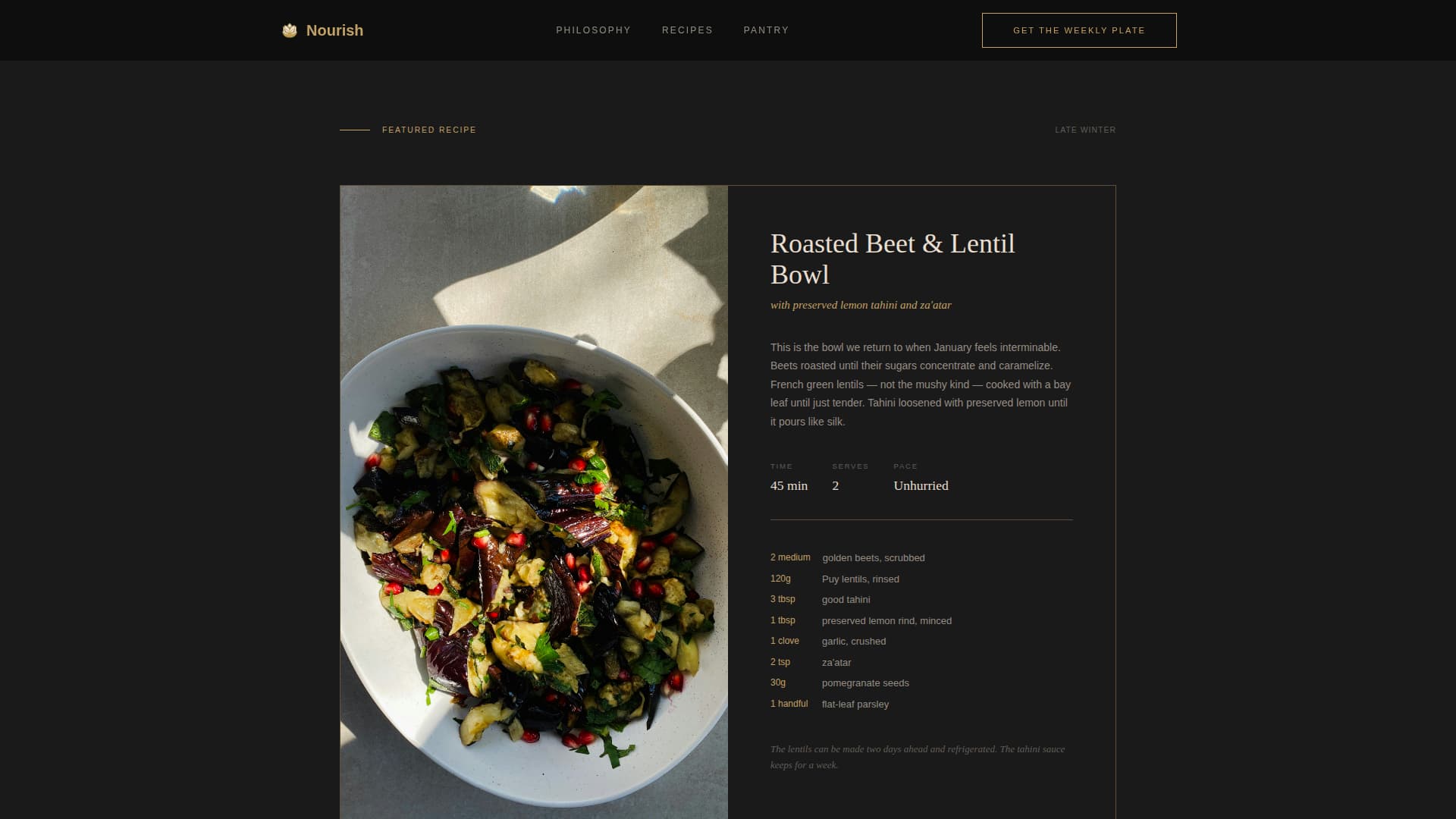 Nourish - Elegant Nutrition Landing Page Template