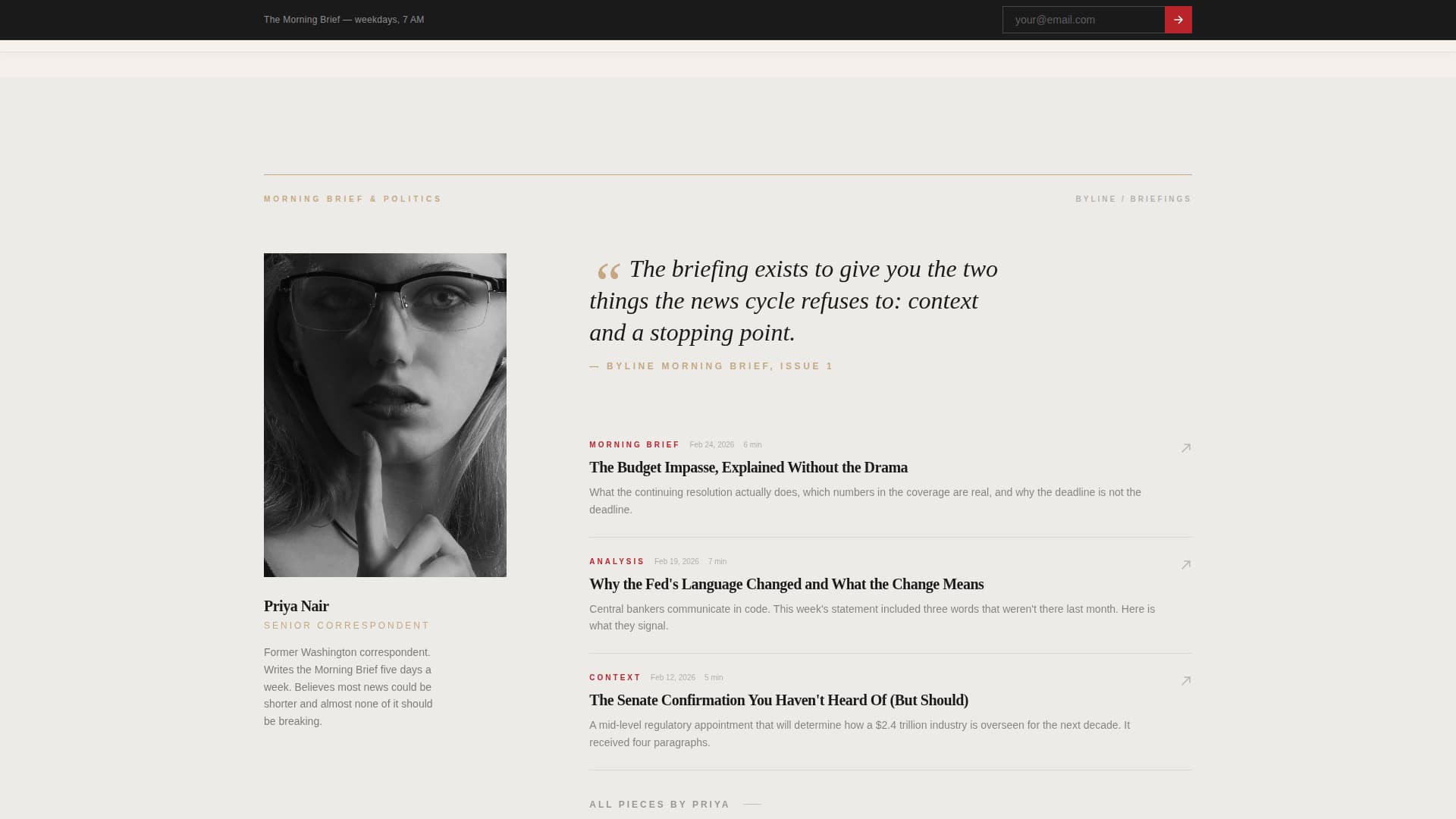 Byline - Compelling News Landing Page Template