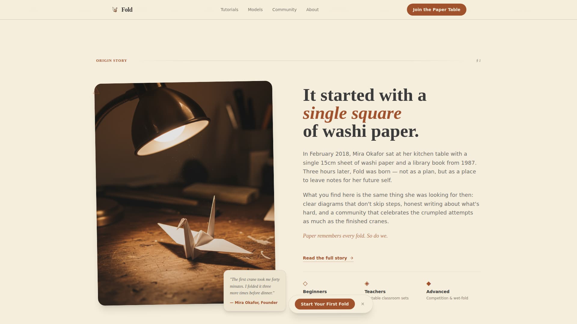 Fold - Artisan Origami Landing Page Template