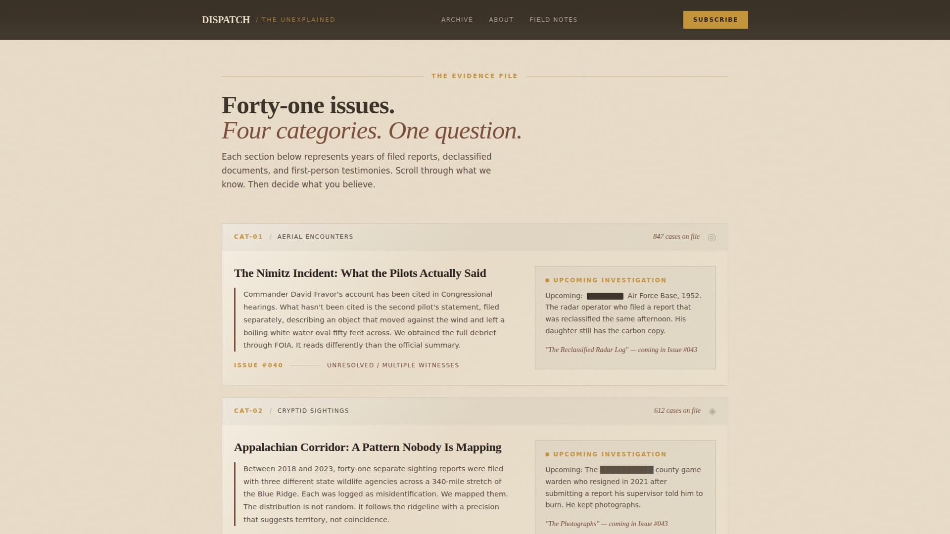 Dispatch - Compelling Paranormal Landing Page Template