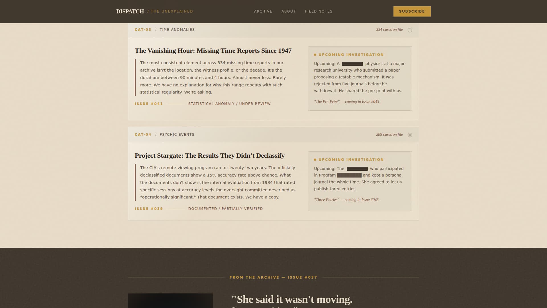 Dispatch - Compelling Paranormal Landing Page Template