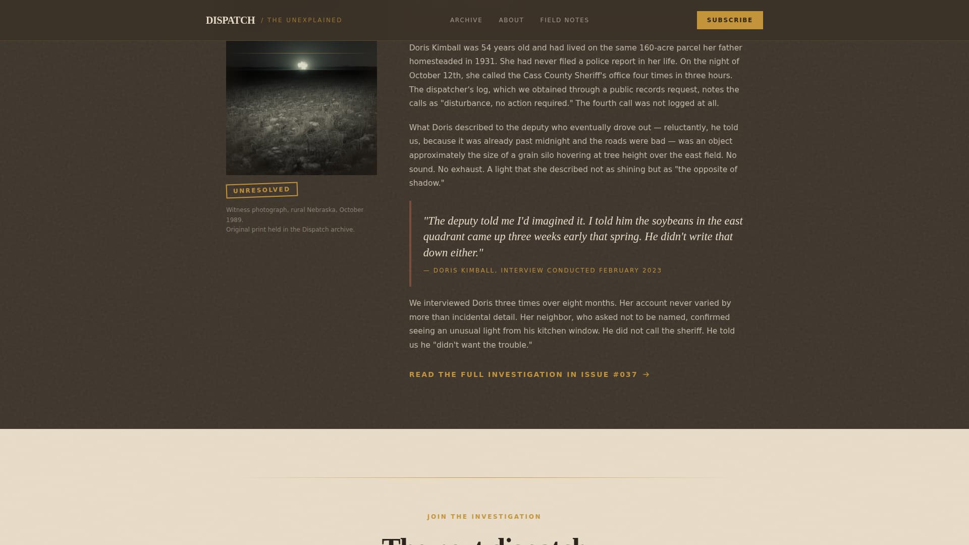 Dispatch - Compelling Paranormal Landing Page Template