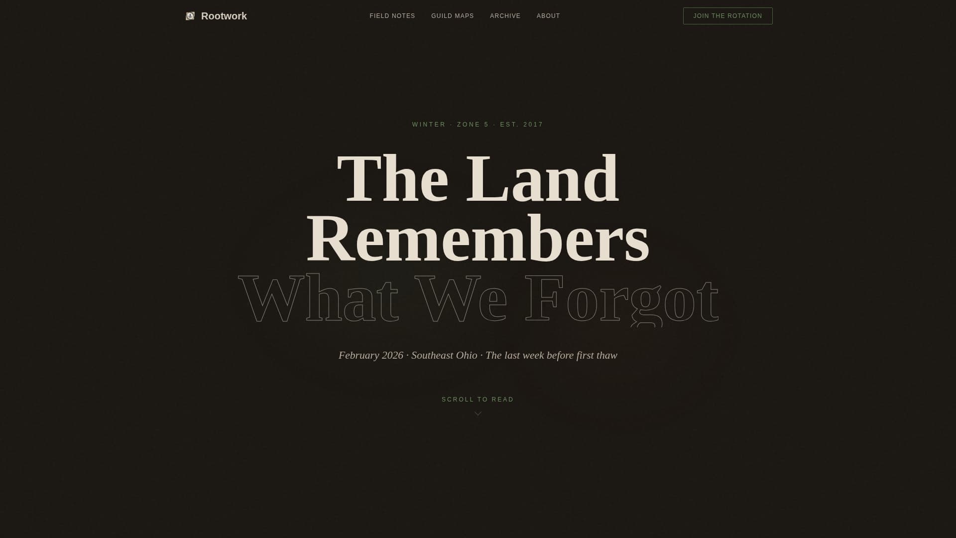 Rootwork - Cinematic Permaculture Landing Page Template