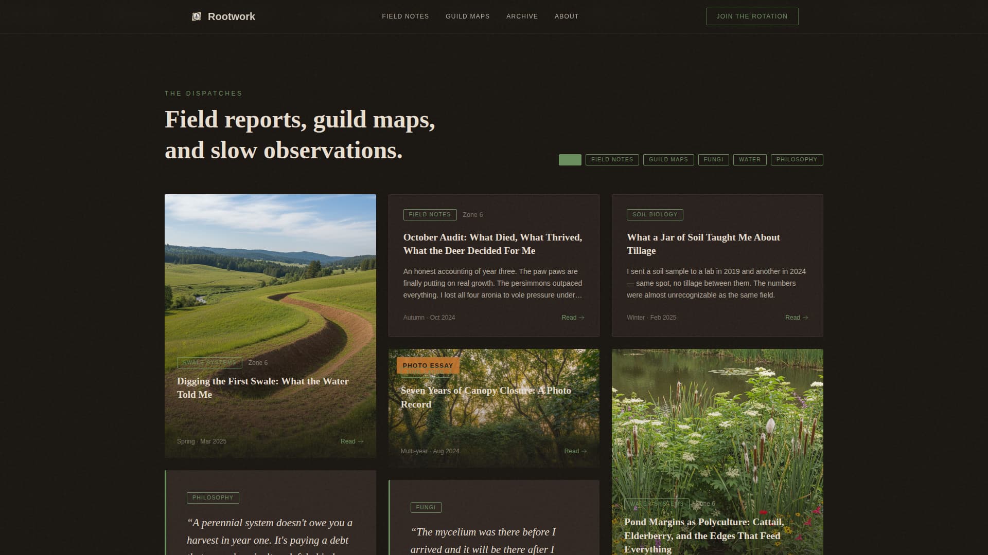 Rootwork - Cinematic Permaculture Landing Page Template