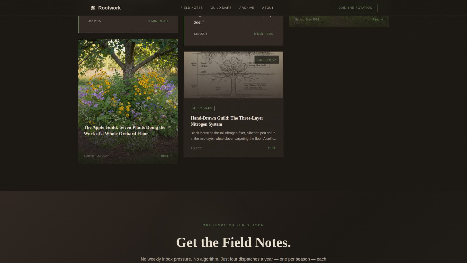Rootwork - Cinematic Permaculture Landing Page Template