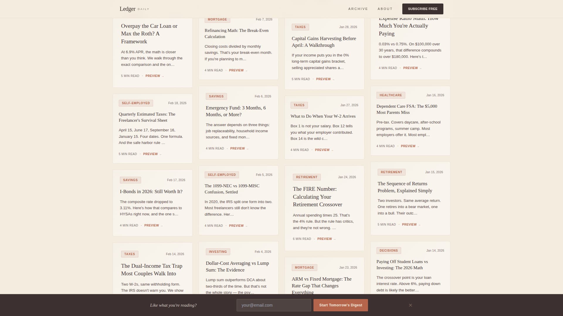 Ledger - Artisan Finance Landing Page Template