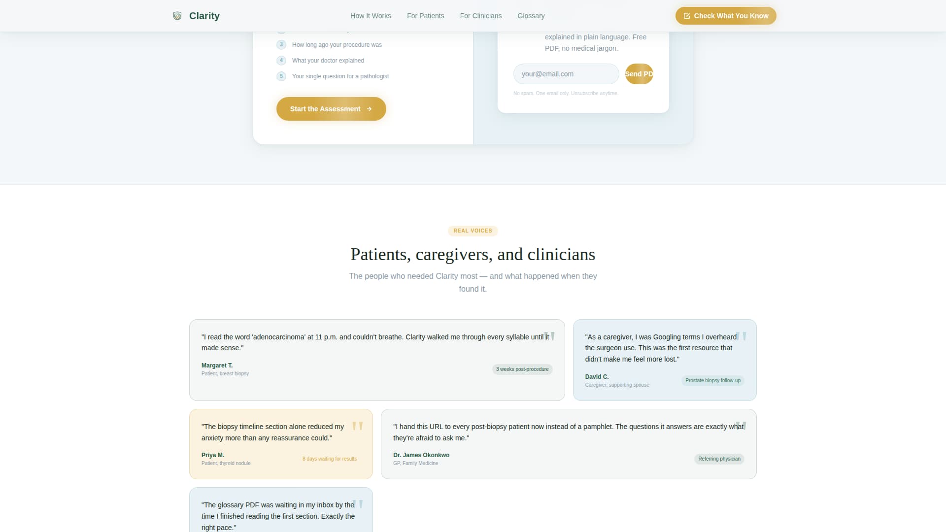 Clarity - Trusted Pathologist Landing Page Template