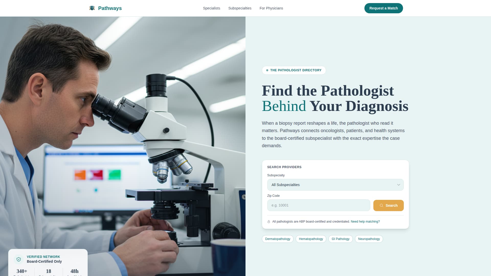 Pathologist - High-Converting Provider Landing Page Template