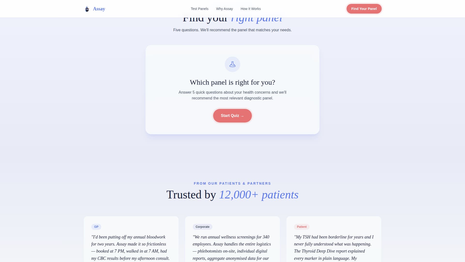 Assay - Precise Diagnostics Landing Page Template