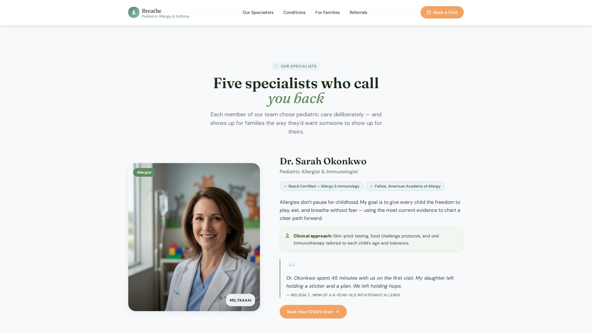 Breathe - Trusted Pediatricallergy Landing Page Template