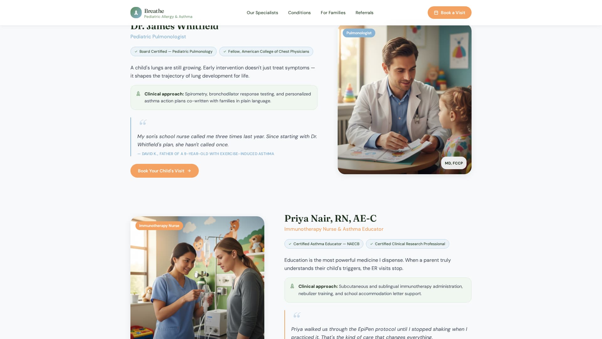 Breathe - Trusted Pediatricallergy Landing Page Template