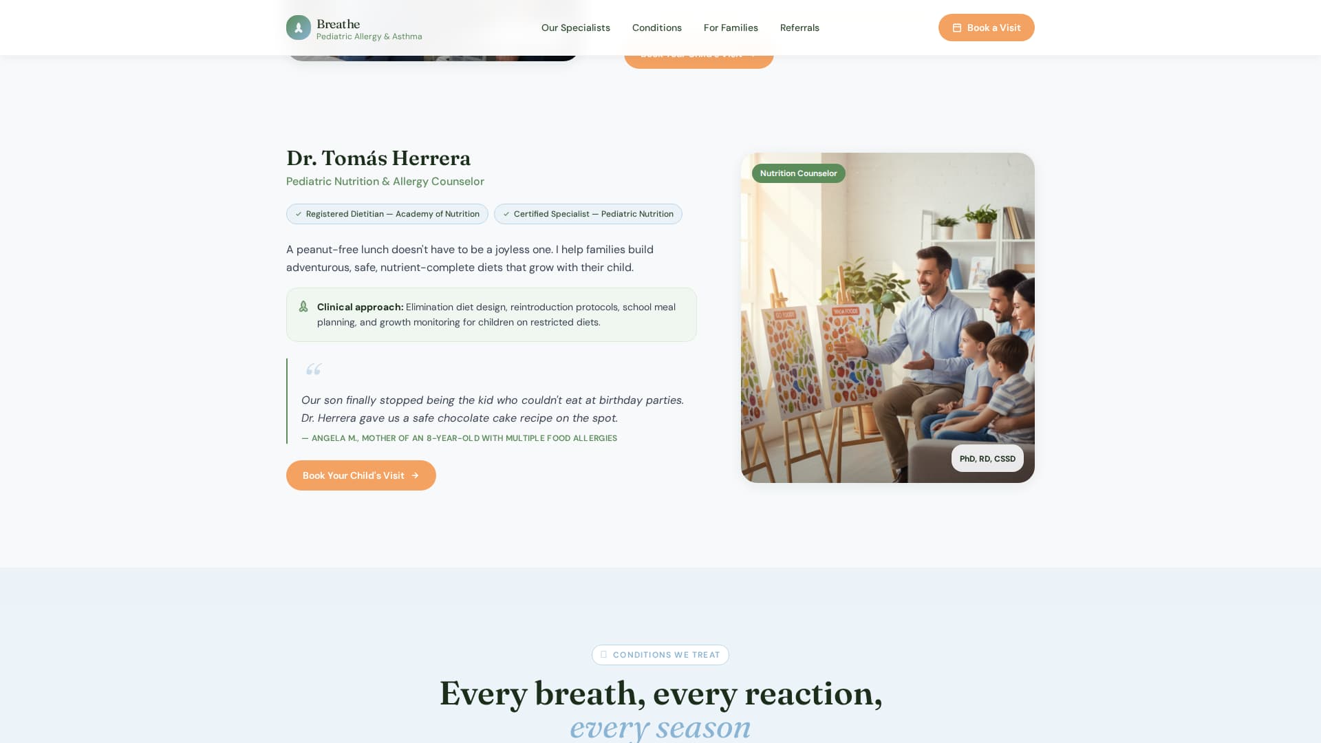 Breathe - Trusted Pediatricallergy Landing Page Template