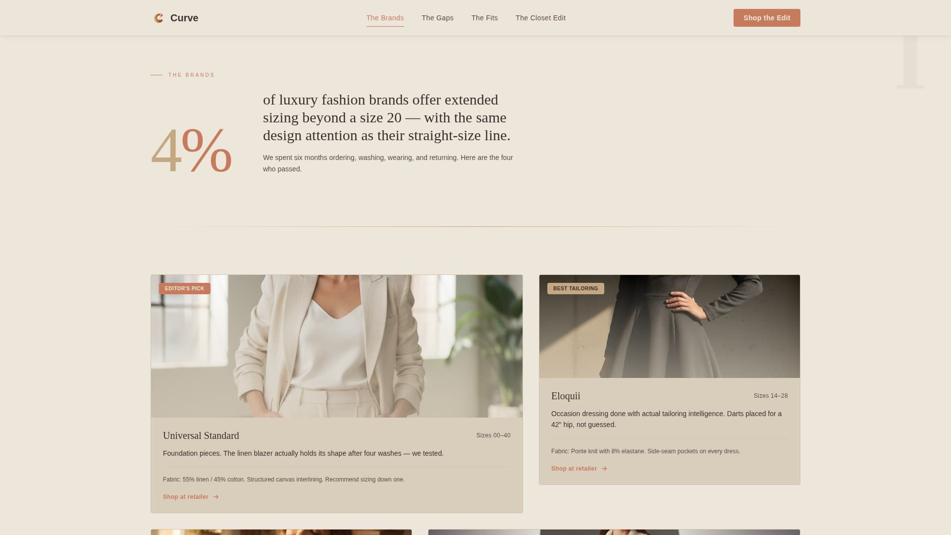 Curve - Editorial Plussize Landing Page Template