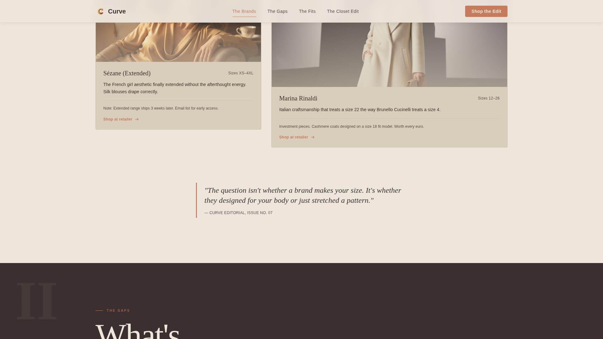Curve - Editorial Plussize Landing Page Template