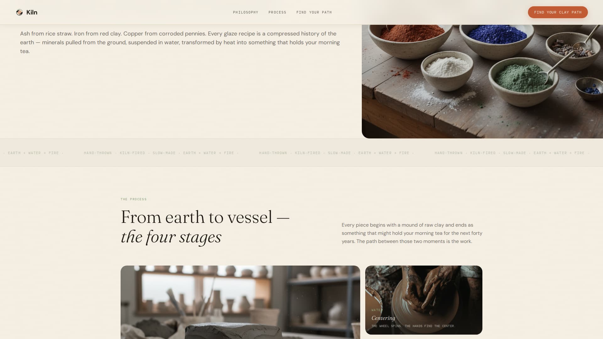 Hearth — Artisan Clay Sculpting Landing Page Template