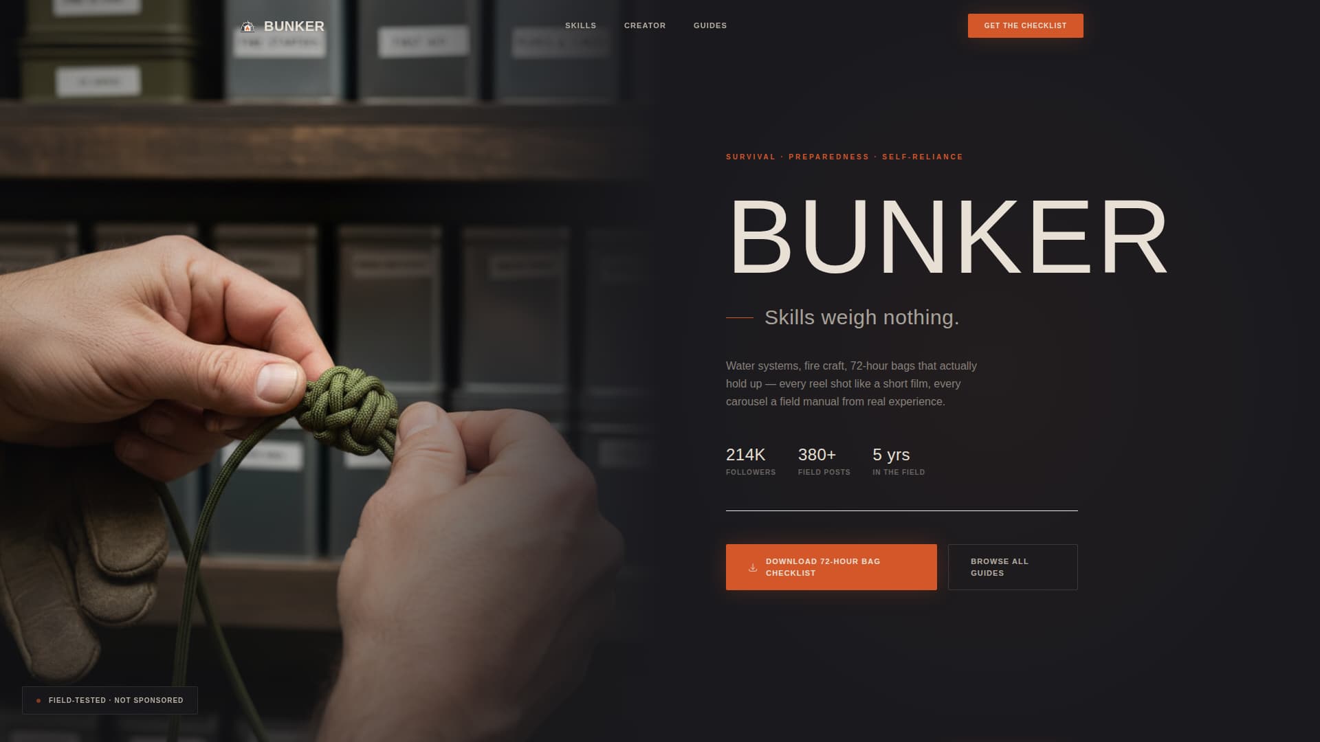 Bunker - Cinematic Survival Landing Page Template