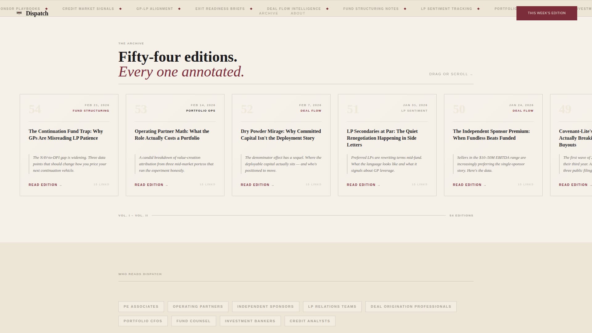 Dispatch - Authoritative Privateequity Landing Page Template