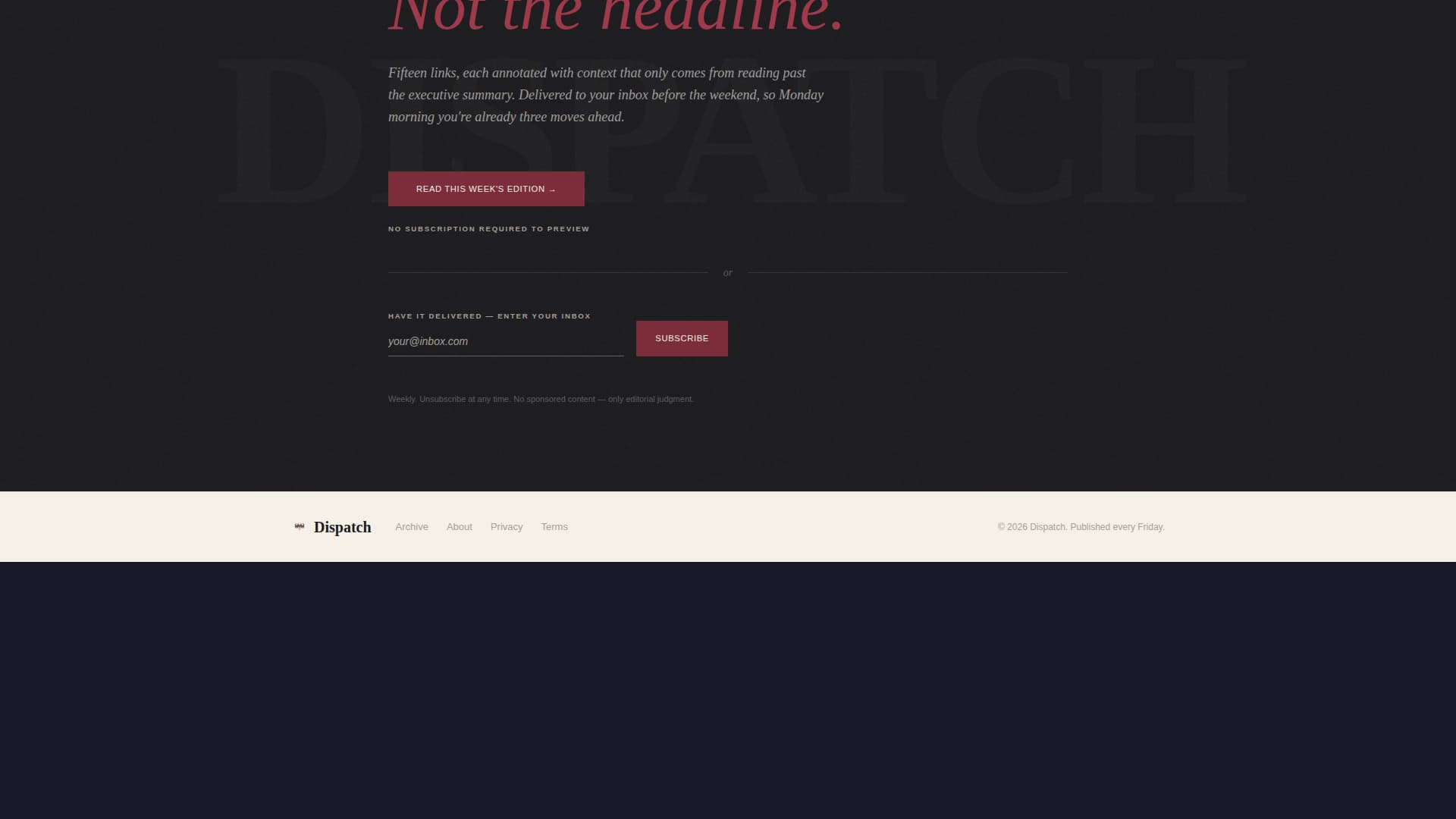 Dispatch - Authoritative Privateequity Landing Page Template