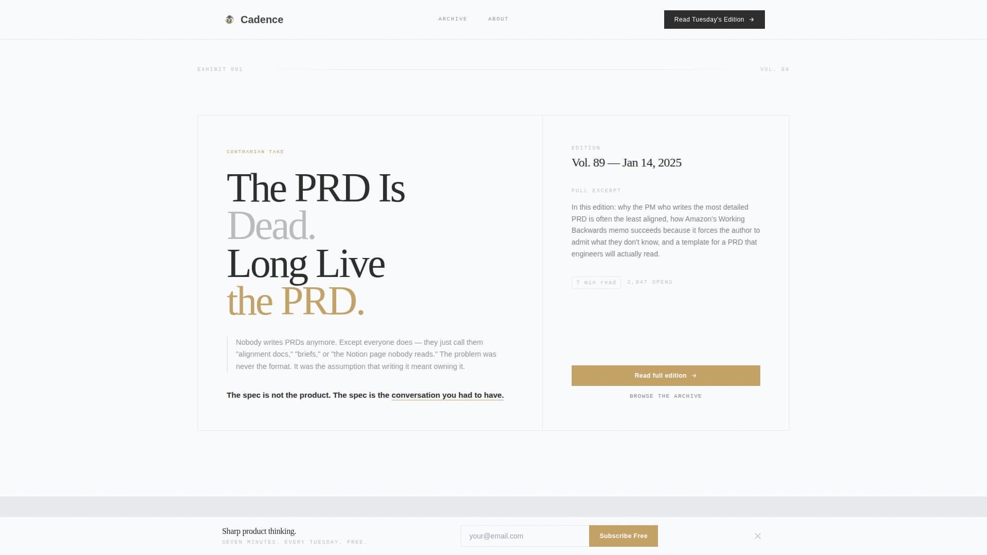 Product Management Newsletter Portfolio Website Template