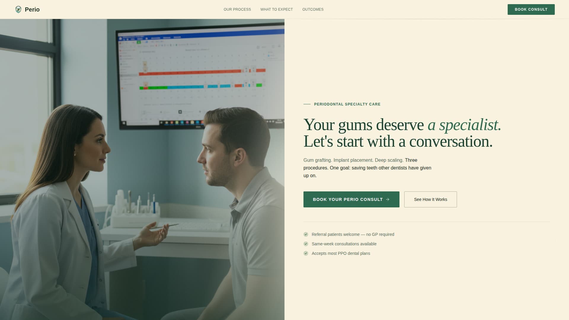 Perio - Trusted Periodontist Landing Page Template