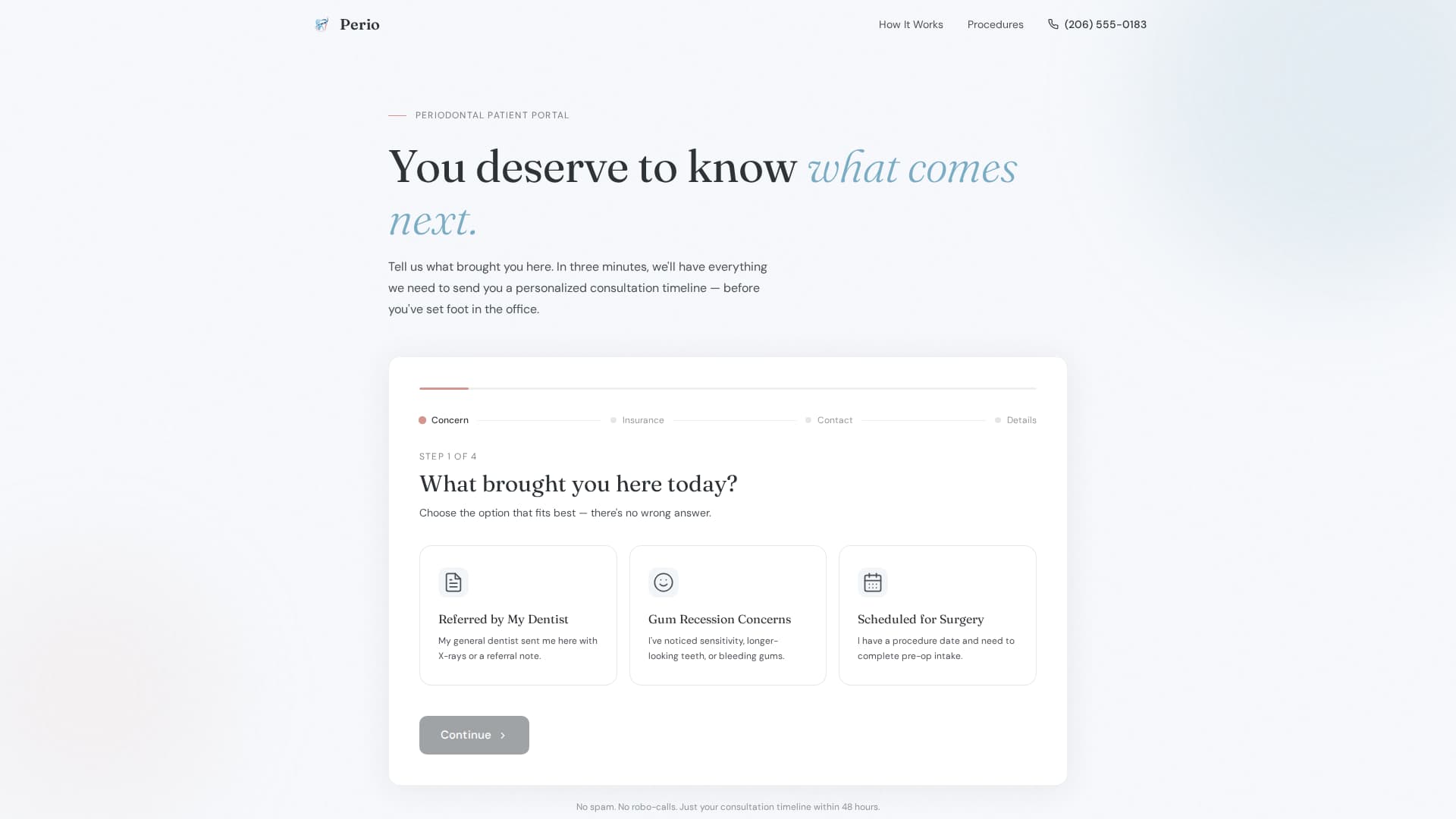 Perio - Transparent Periodontist Landing Page Template