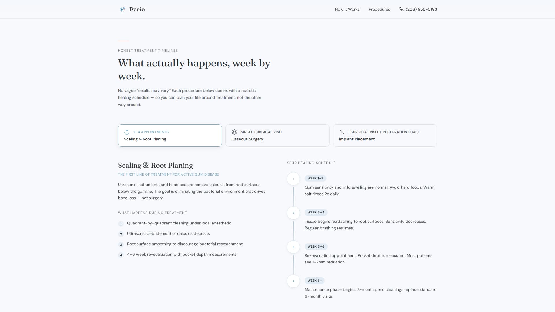 Perio - Transparent Periodontist Landing Page Template