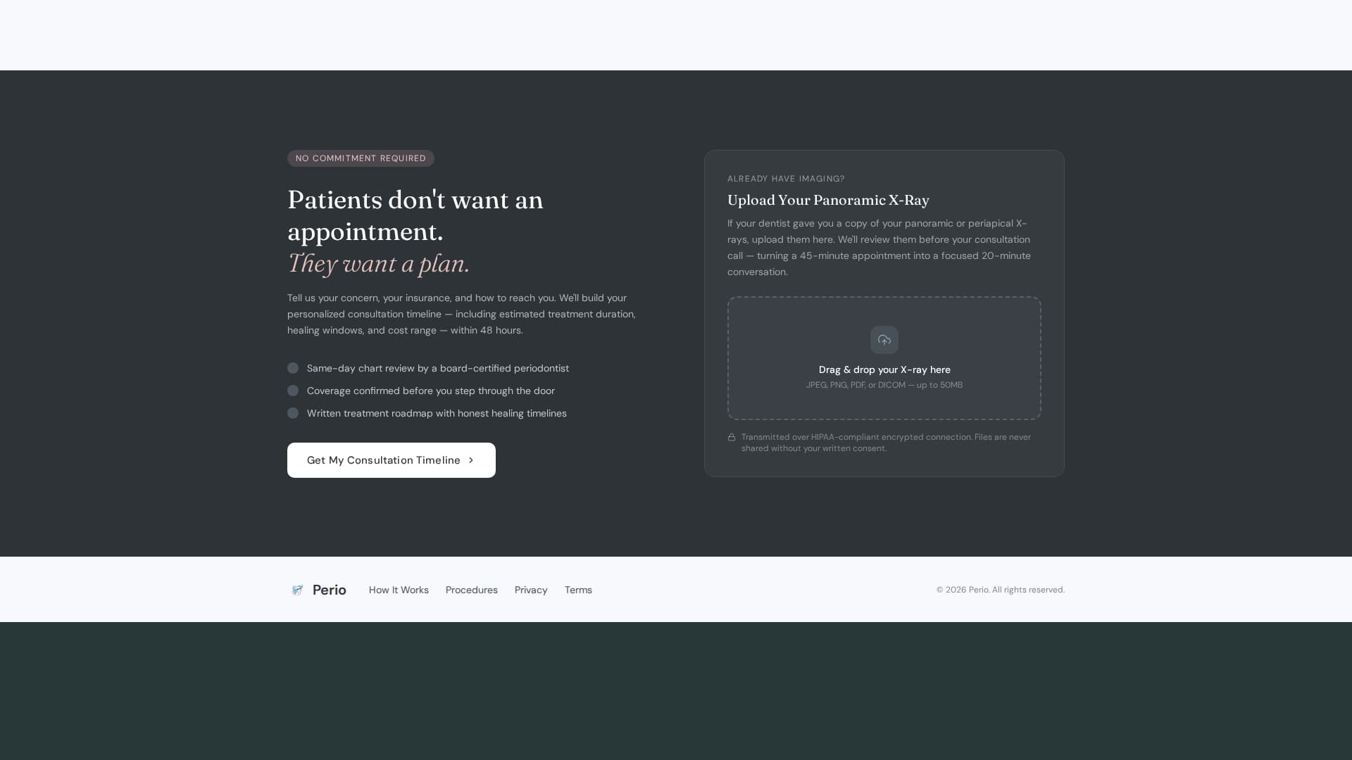 Perio - Transparent Periodontist Landing Page Template
