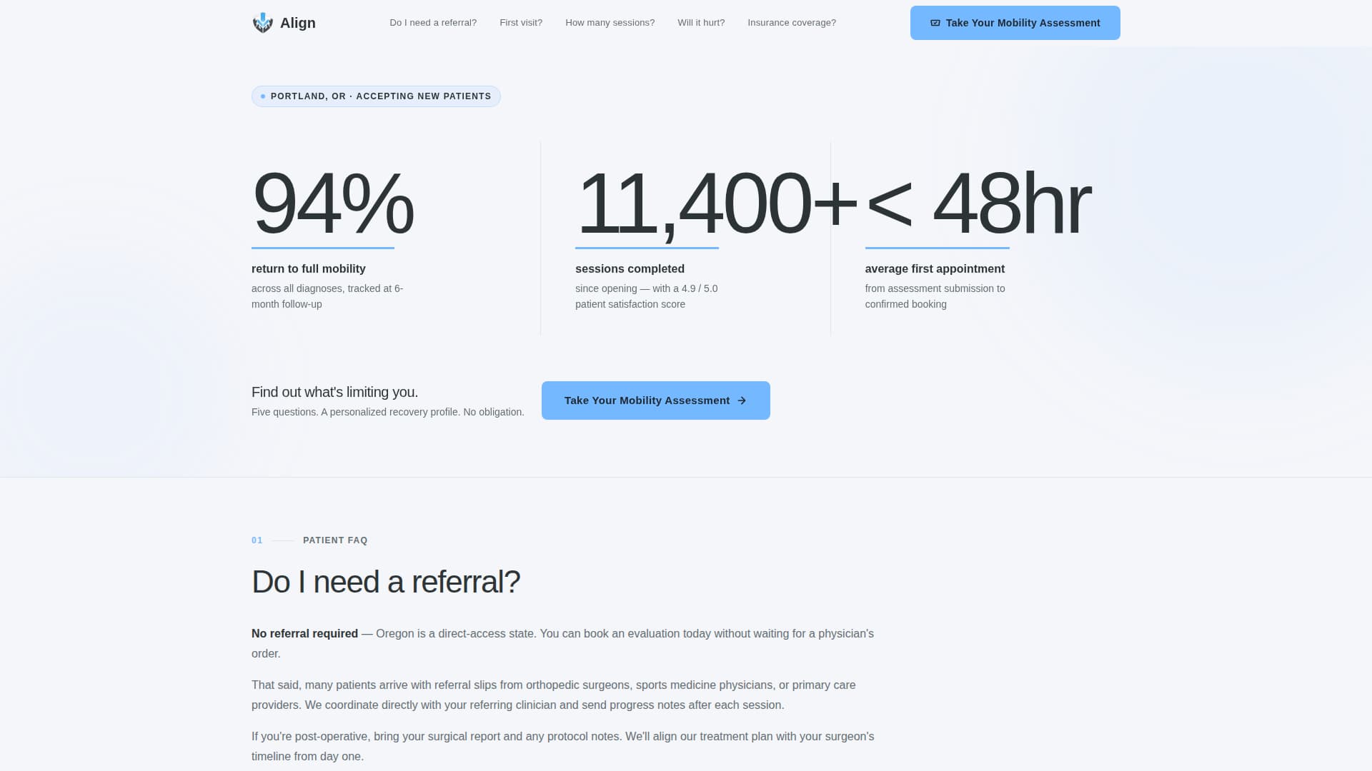 Physical Therapist Website Template — Precision Therapy