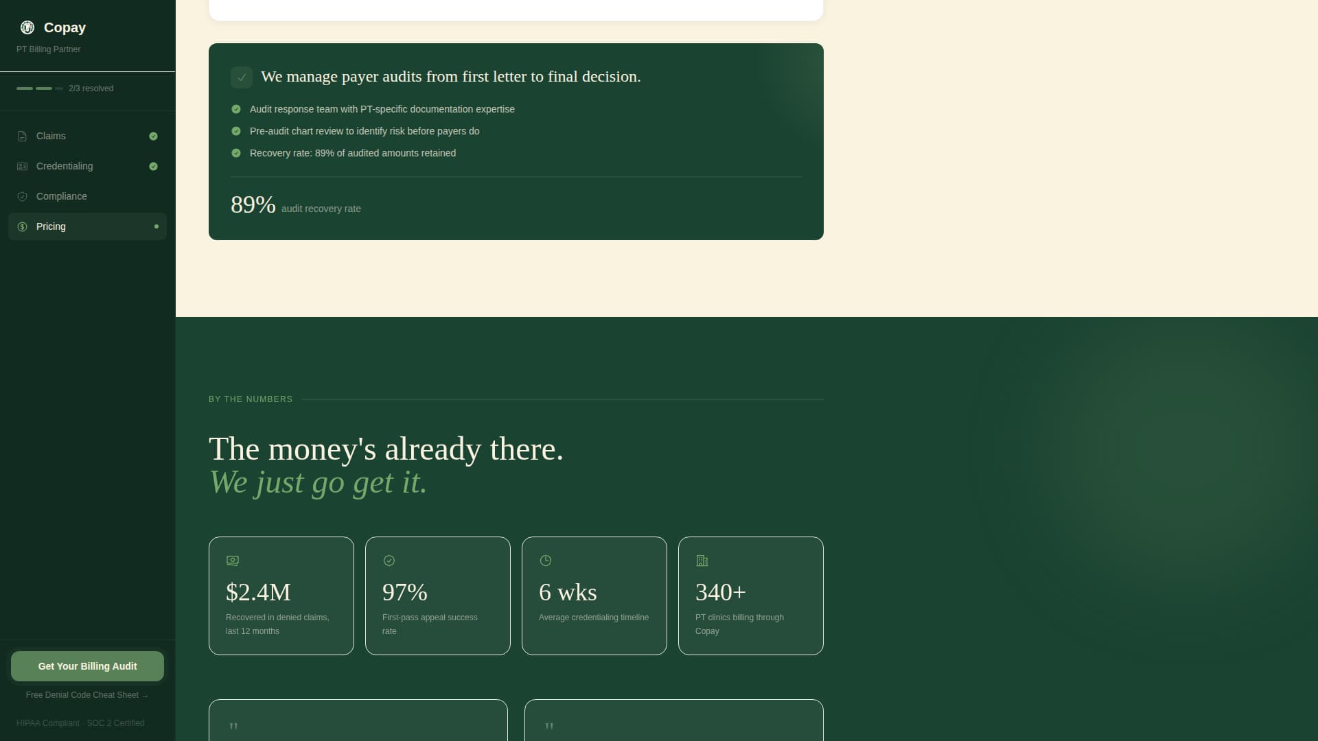 Copay - Precision PT Billing Landing Page Template