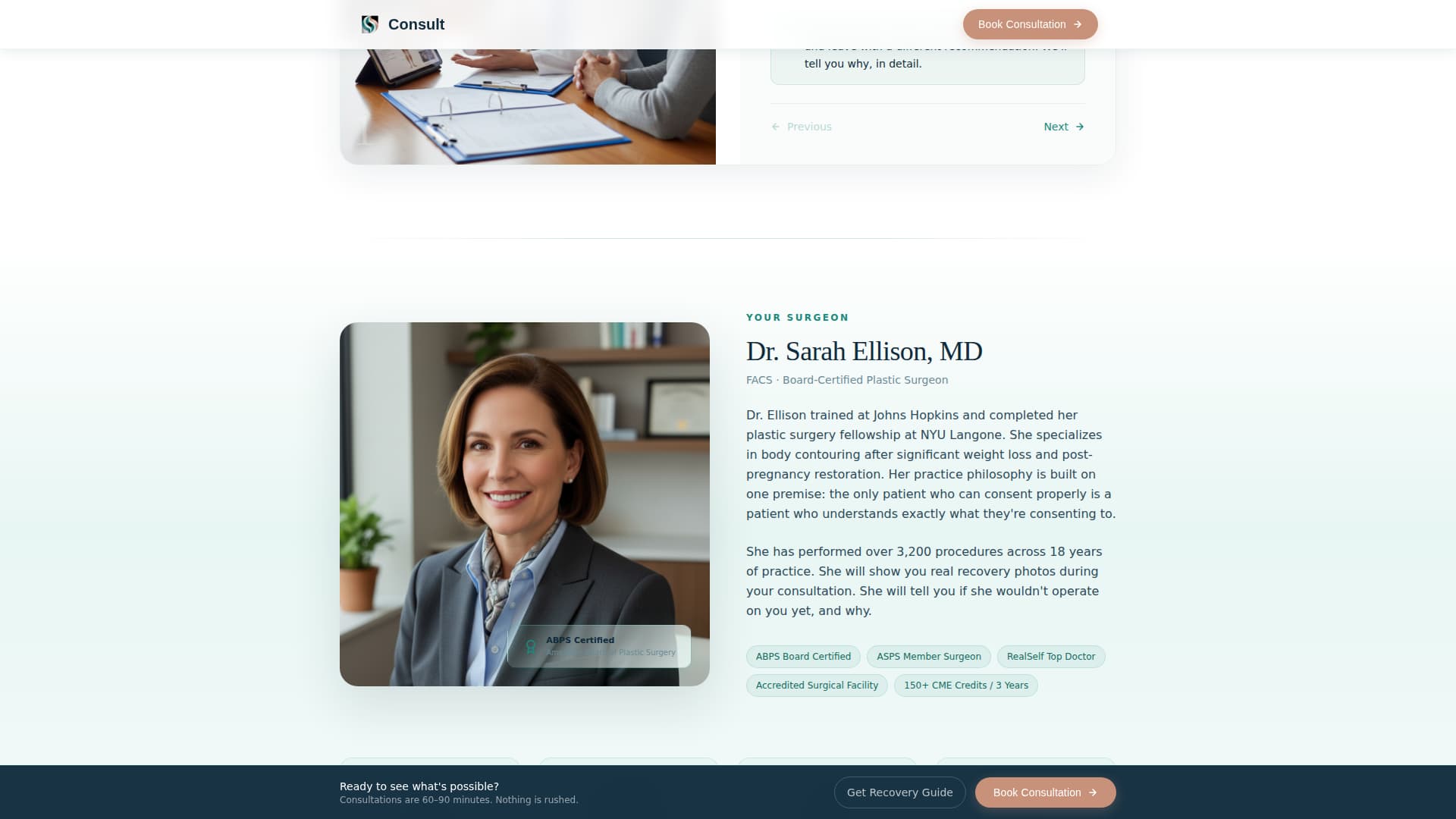 Consult - Transformative Surgeon Landing Page Template