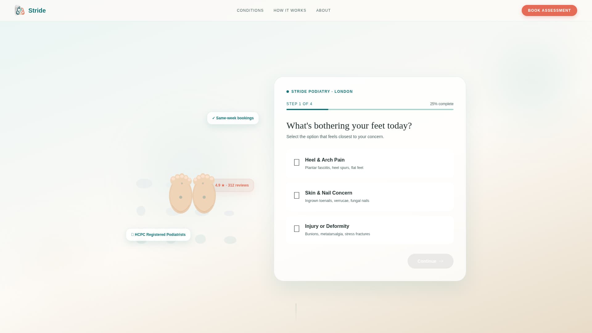 Stride - Healing Podiatrist Landing Page Template