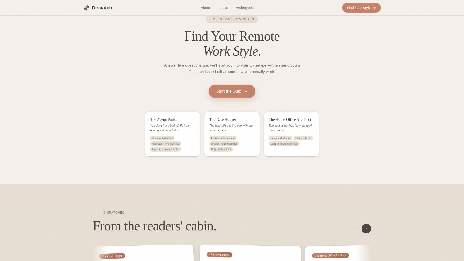Dispatch - Curated Remote Work Landing Page Template