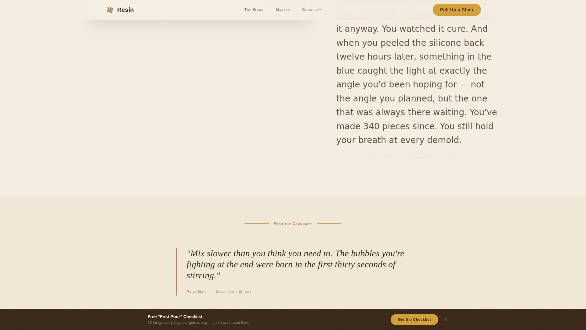 Resin Art & Craft Content Specialist Blog Website Template