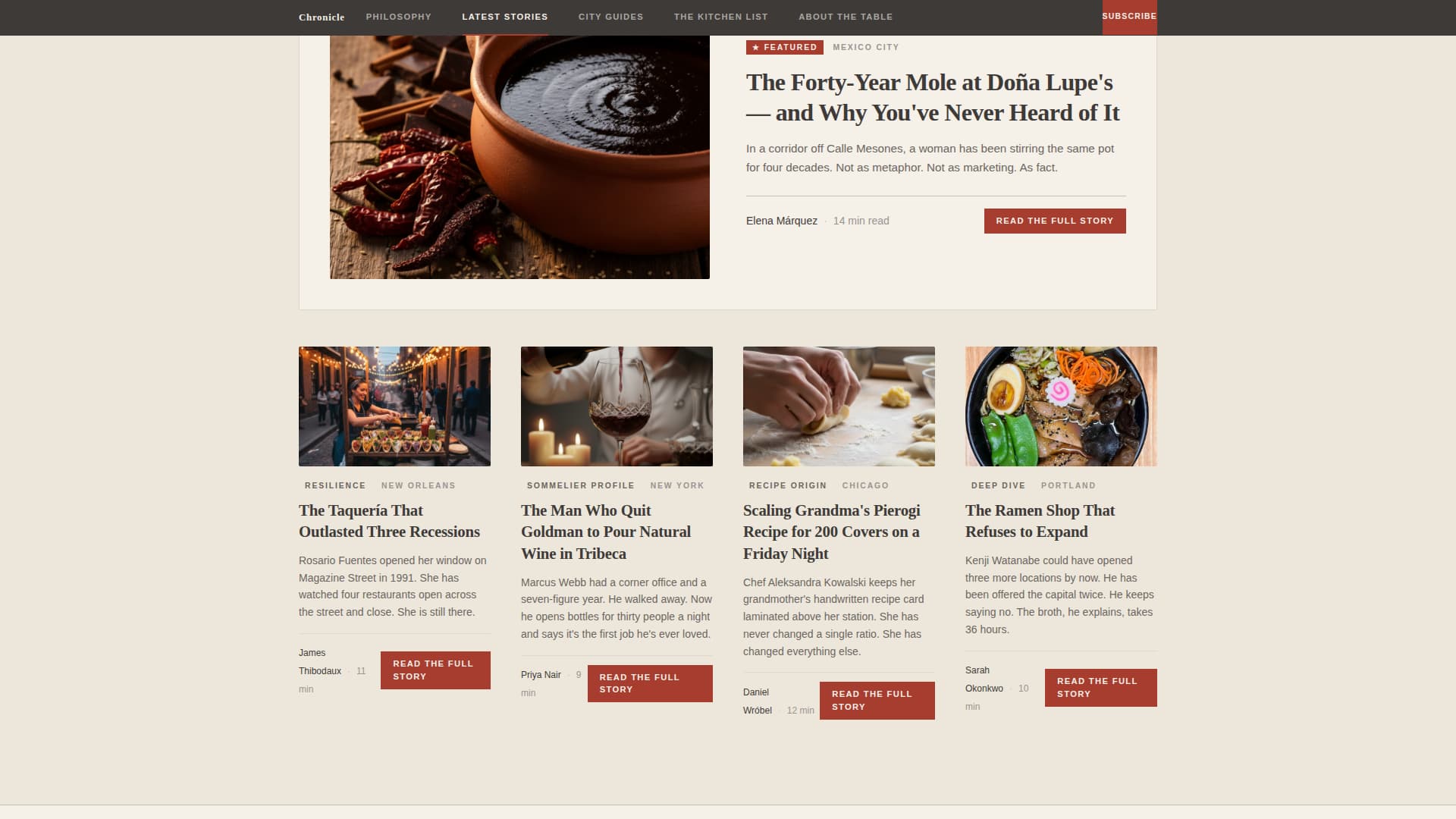 Chronicle - Compelling Restaurant Review Landing Page Template