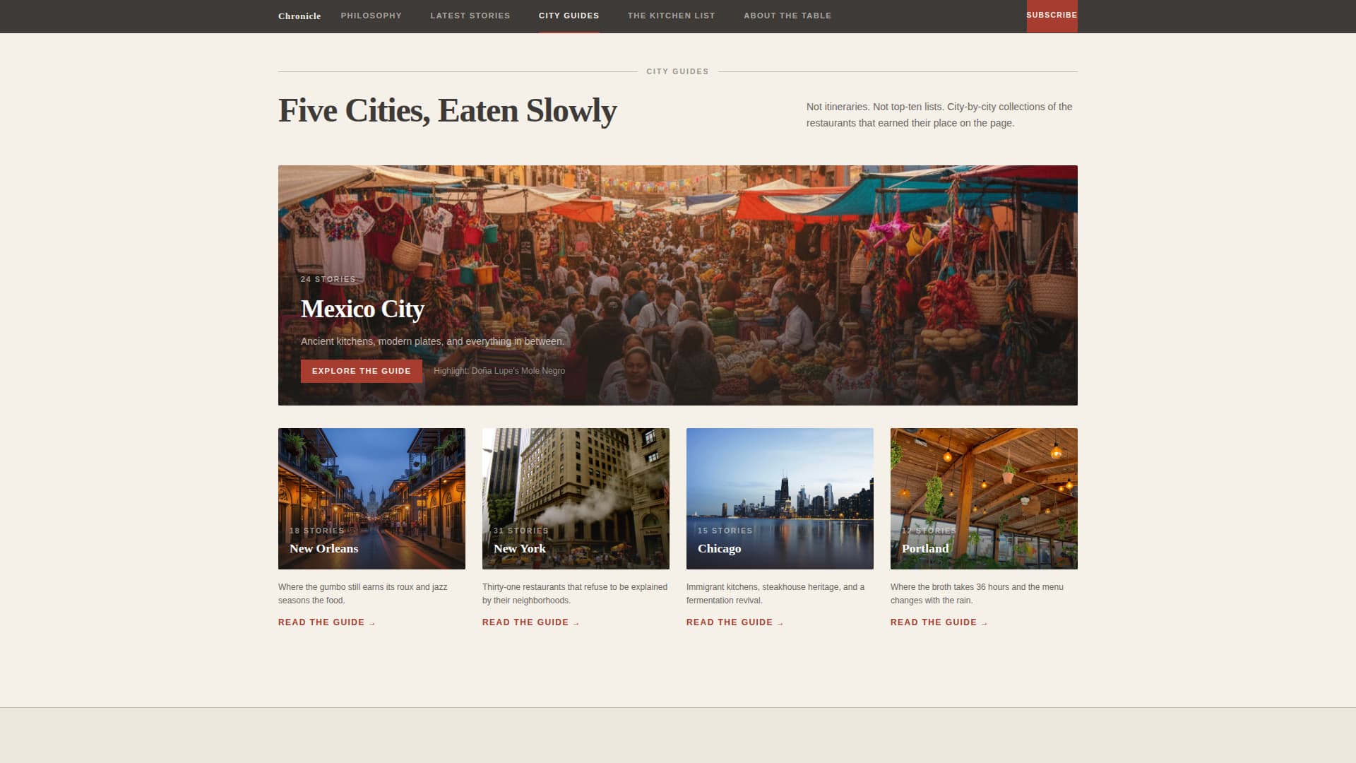 Chronicle - Compelling Restaurant Review Landing Page Template