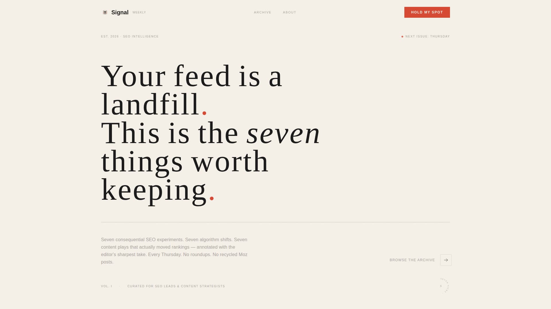 SEO & Content Newsletter Pre-Launch Website Template