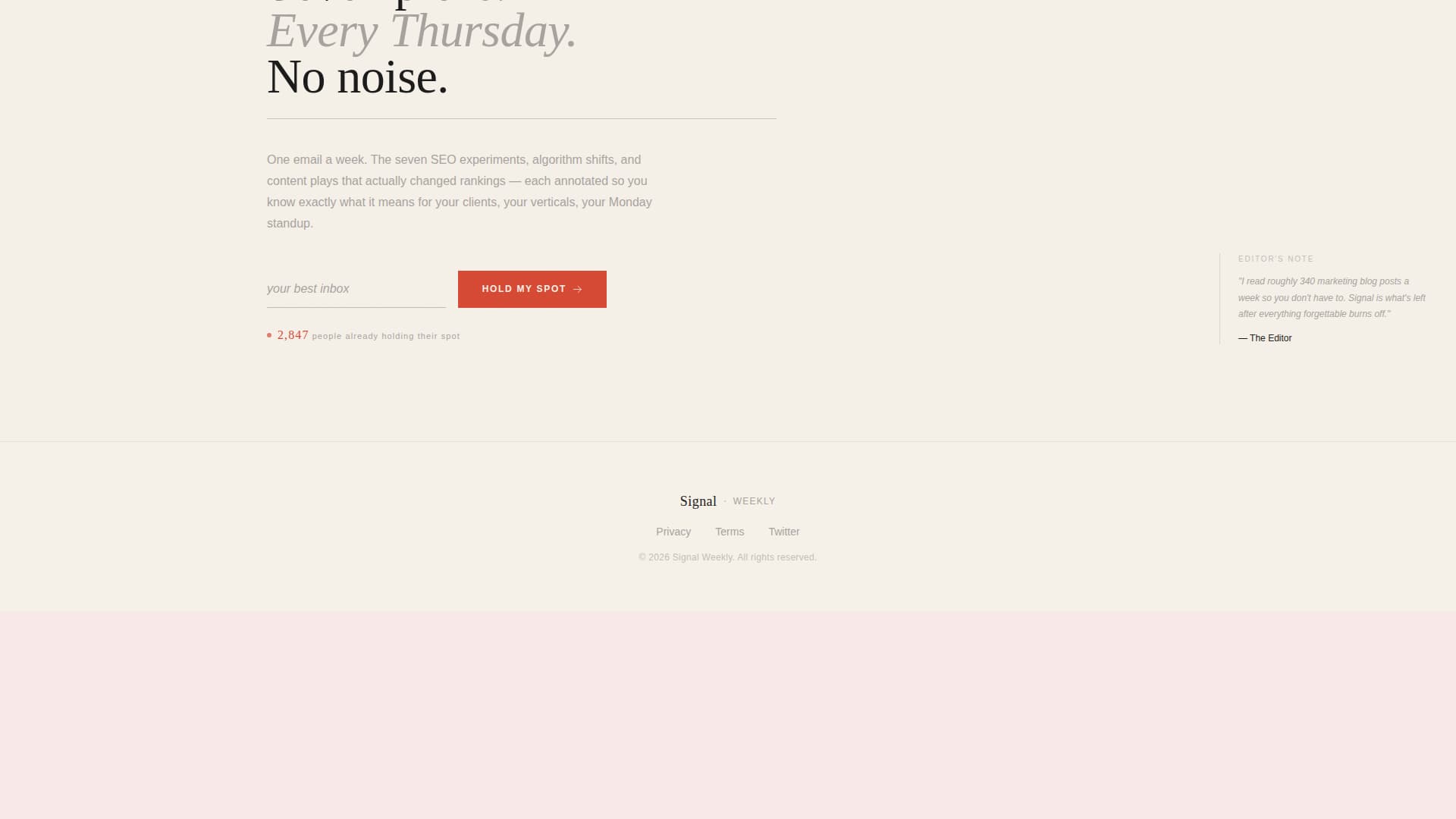 SEO & Content Newsletter Pre-Launch Website Template
