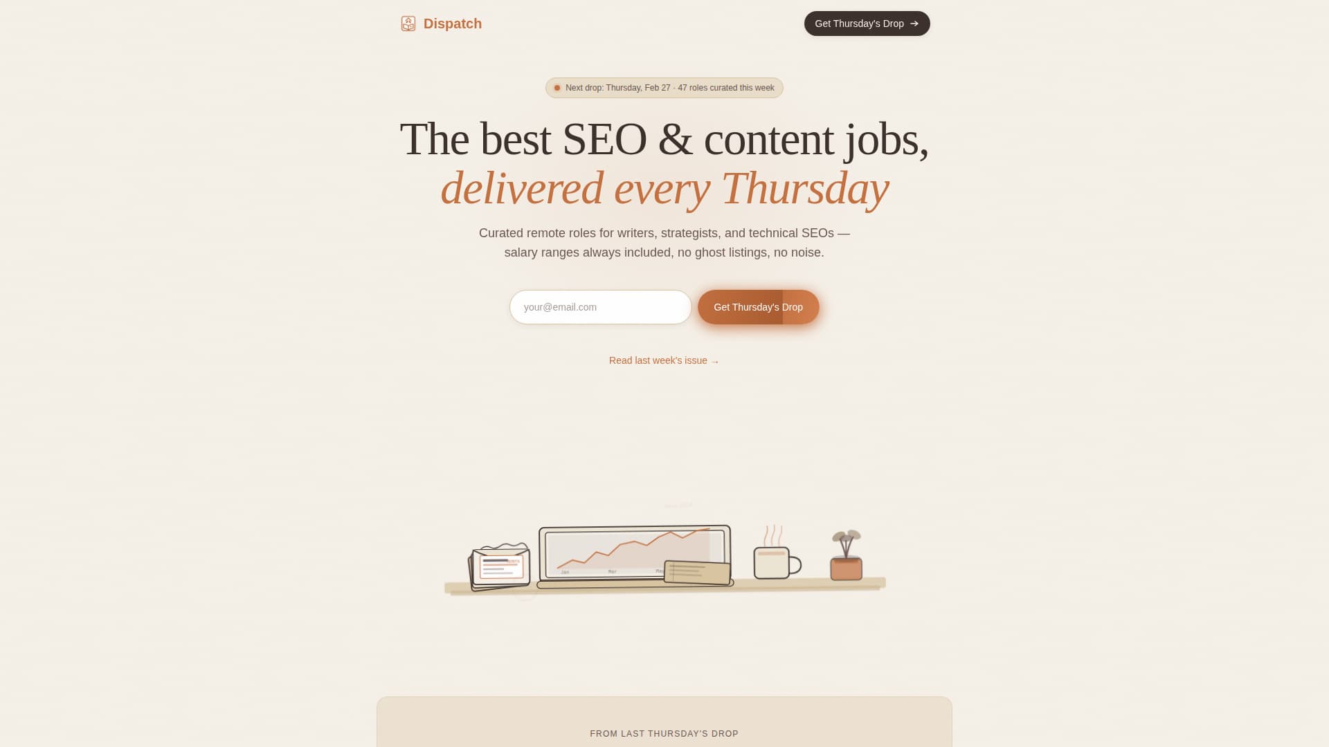 Dispatch - Curated SEO Jobs Landing Page Template
