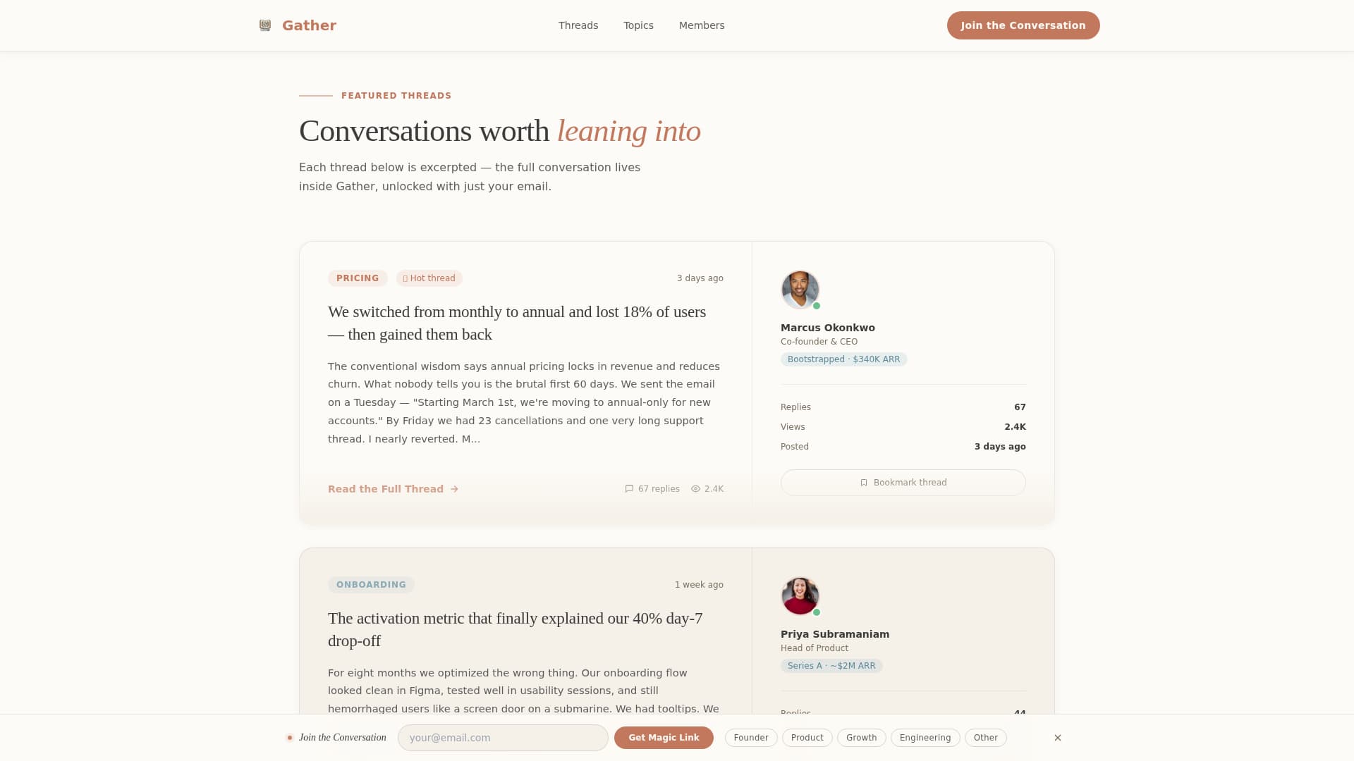 Gather - Thriving SaaS Community Landing Page Template