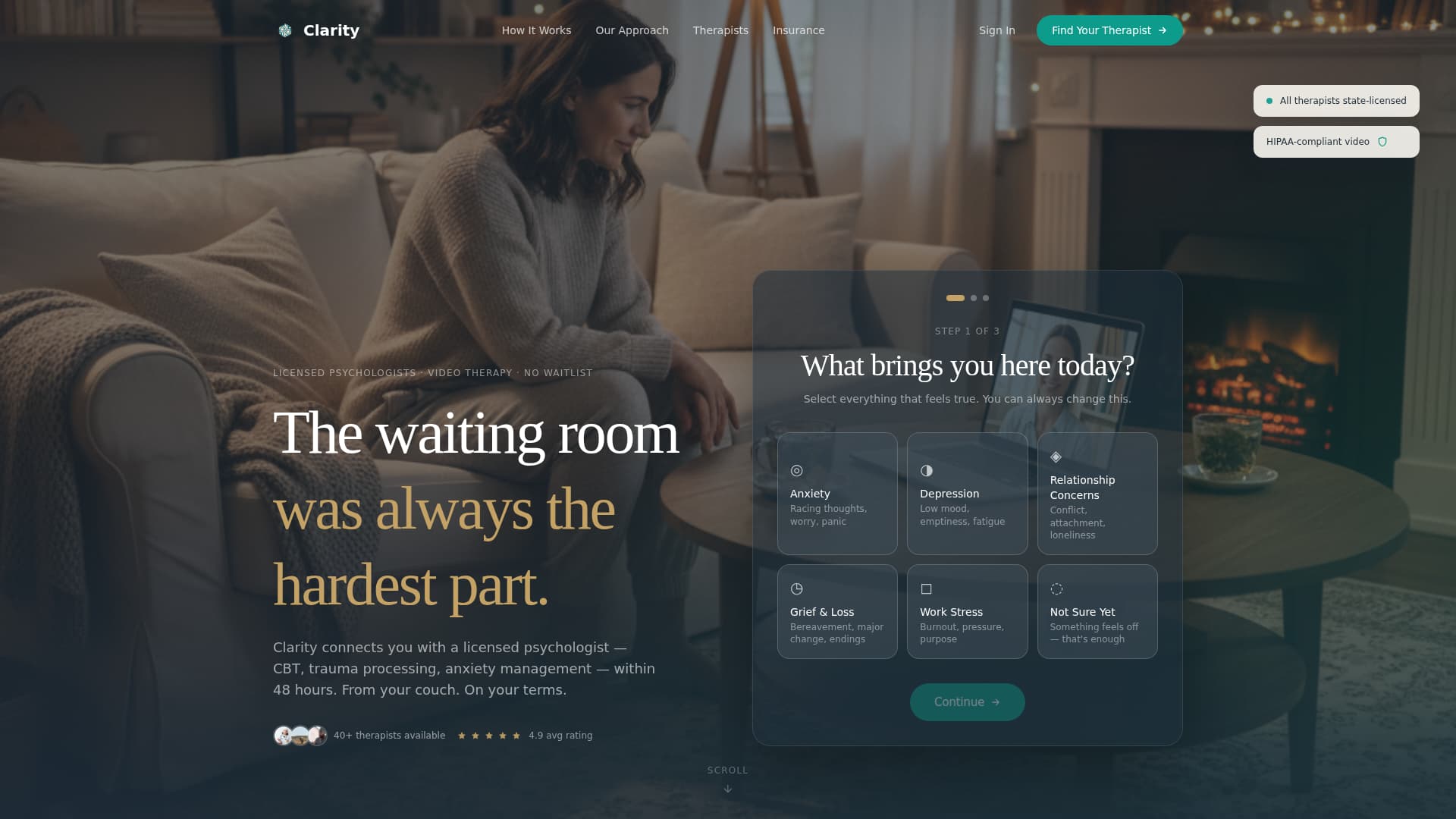 Clarity - Trusted Psychologist Landing Page Template