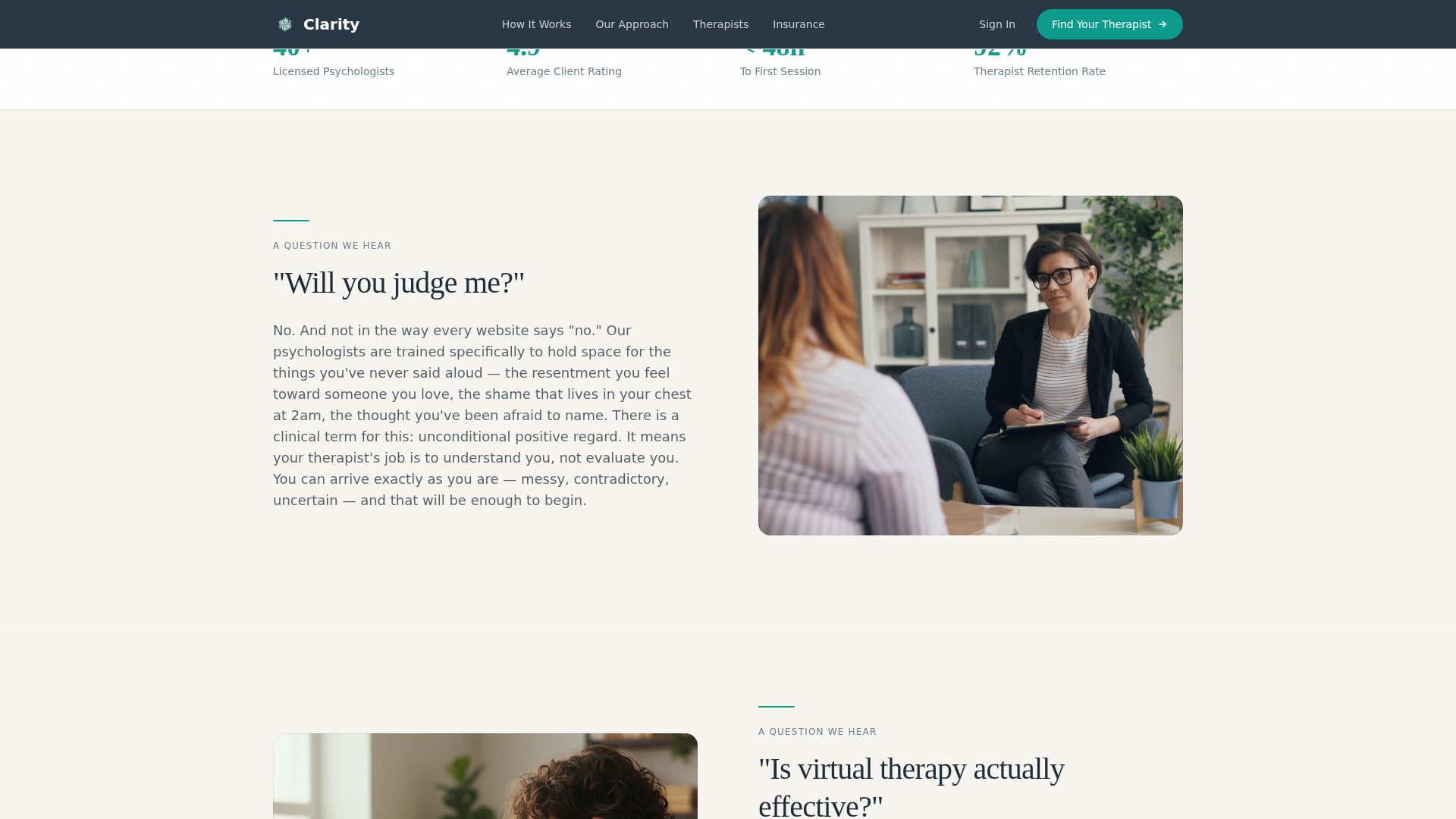 Clarity - Trusted Psychologist Landing Page Template