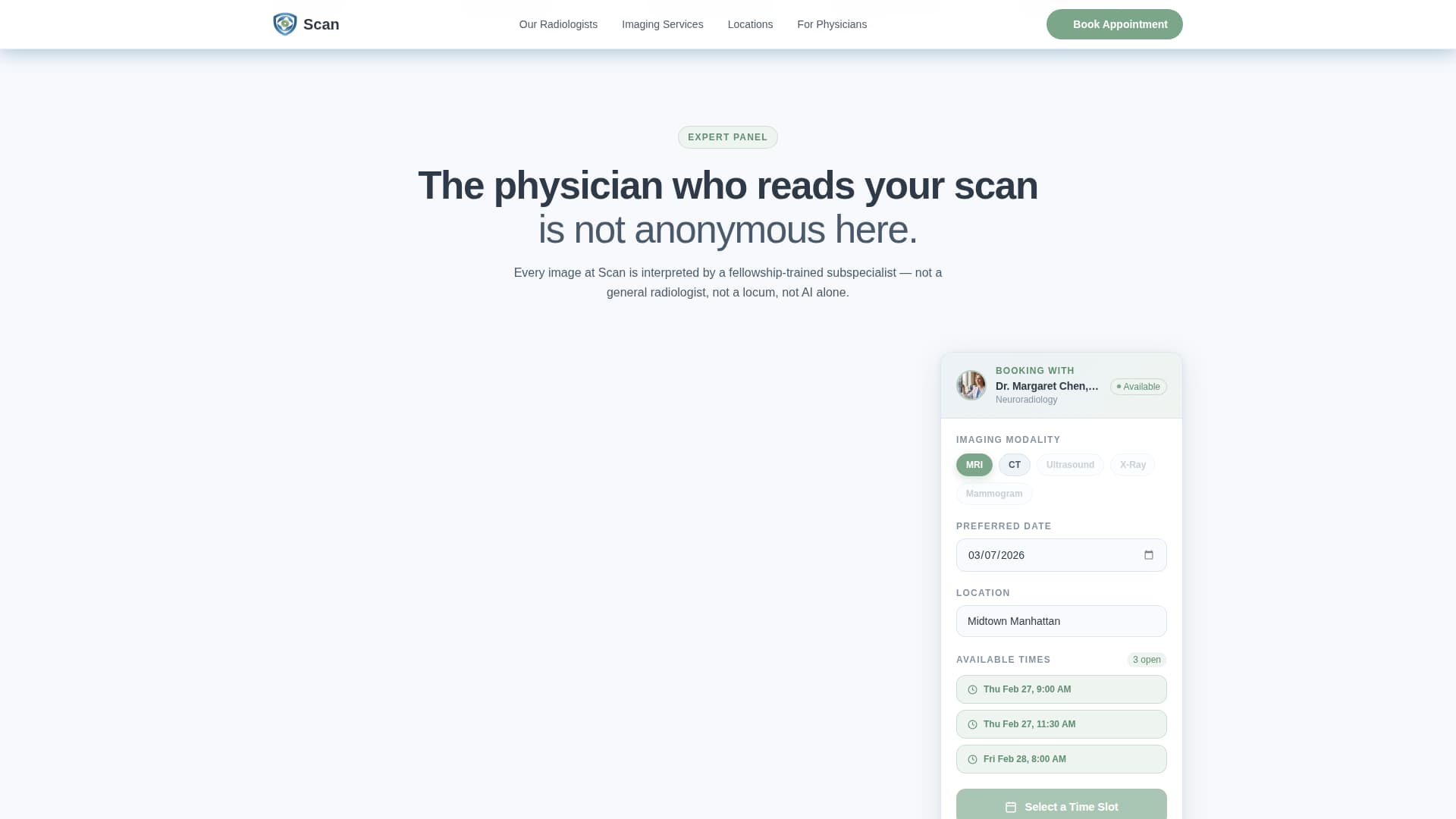 Radiologist Booking Website Template
