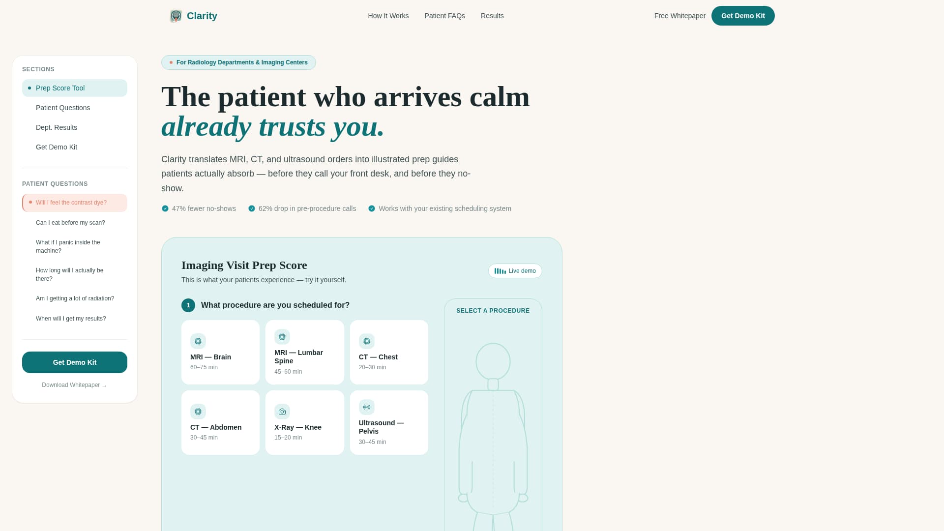 Clarity - Trusted Radiology Landing Page Template