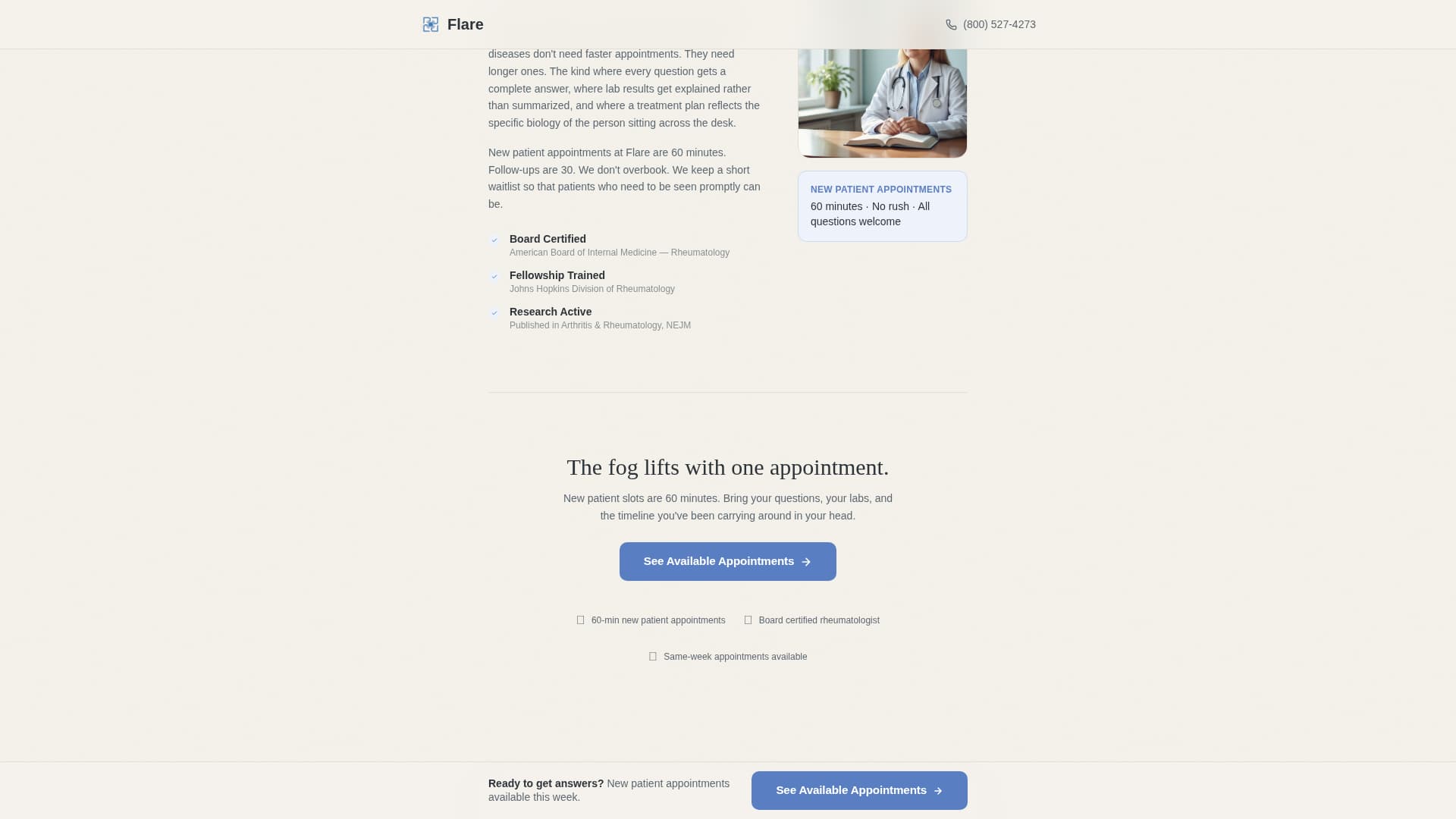 Rheumatologist Practice Website Template with Symptom Estimator