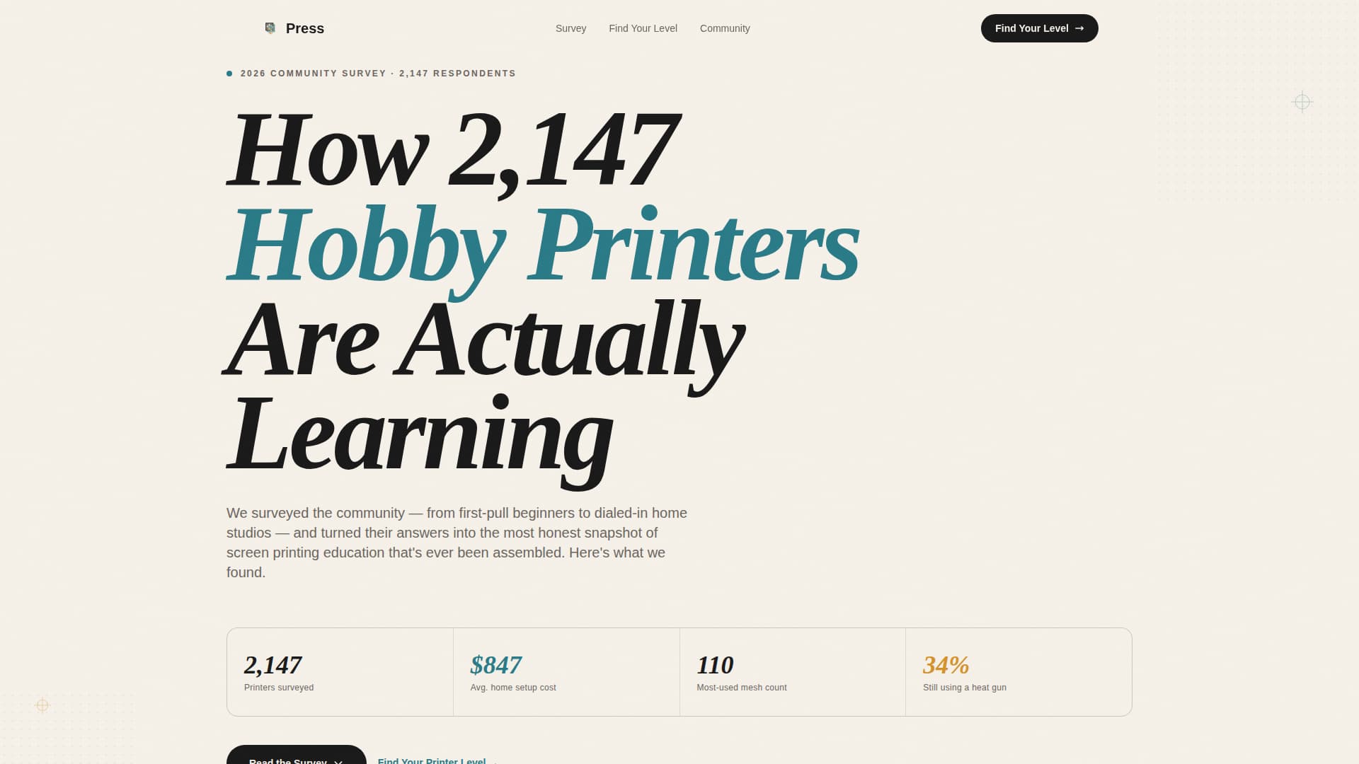 Press - Bold Screen Printing Landing Page Template